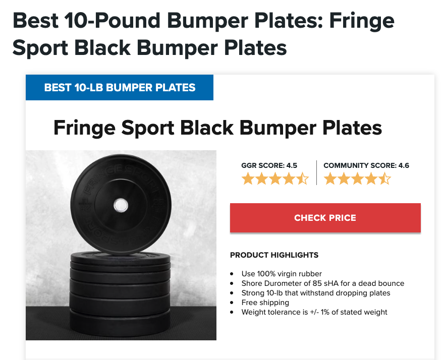 black bumper plates GGR and Community score.